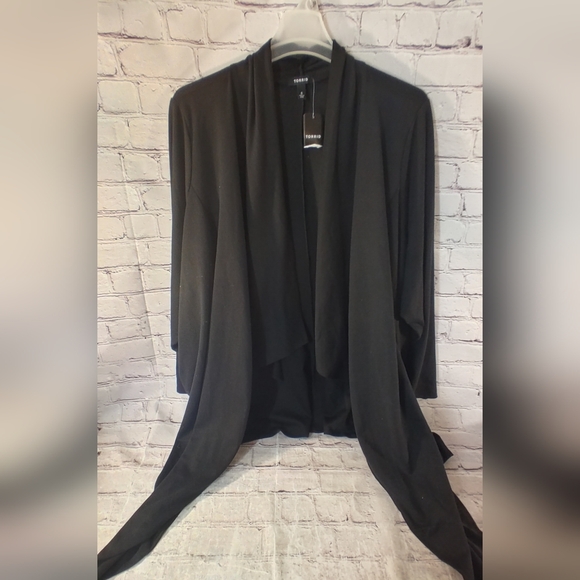 Torrid Brushed Ponte Drape Kimono Black Cover Up Cardigan 6X NWT - Picture 2 of 13